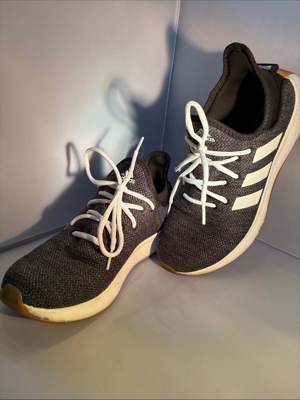 adidas Black Knit Sneakers with White Stripes